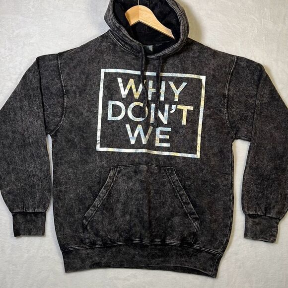 Why don’t‎ we distressed pullover hoodie NWOT-Women Small - Picture 1 of 7